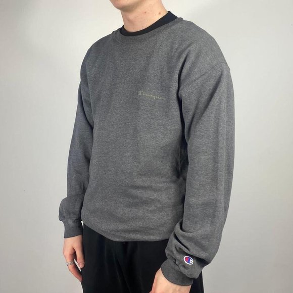 Champion Grey Long Sleeved Sweatshirt Size Mens M - Picture 2 of 3